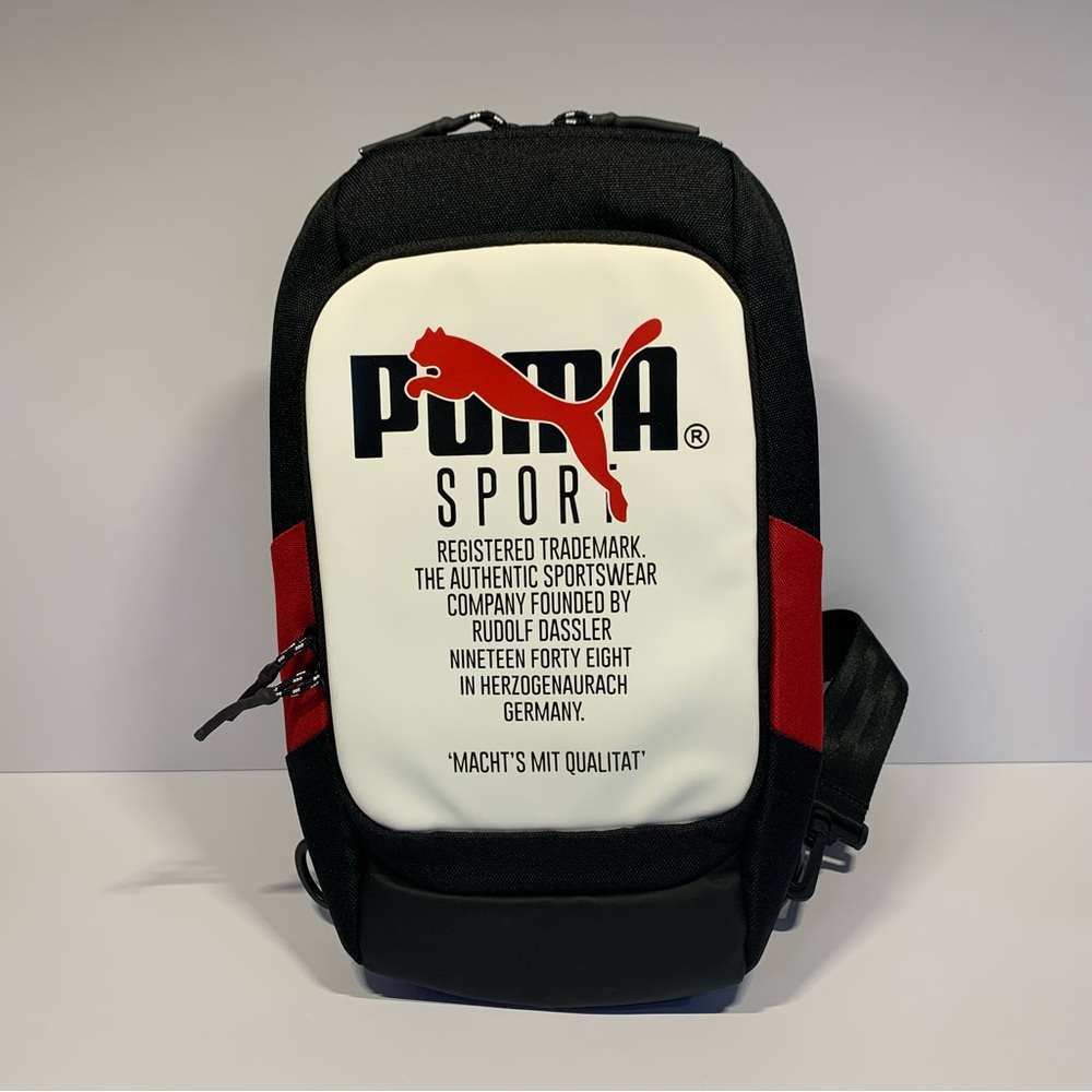 PUMA Forecast Multitude Backpack Sling Shoulder Bag white black red NWT